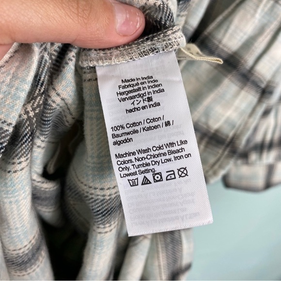 Madewell NH065‎ Flannel Button Front Midi Dress Plaid Sz 14 Blue Black White - Picture 4 of 5